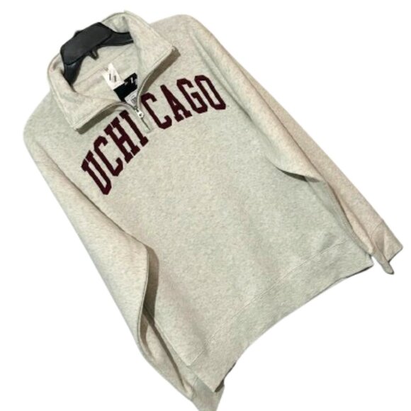NWT ZooZatz NCAA U of Chicago Womans Oatmeal/Maroon 1/4 Zip Sweatshirt SZ M - Picture 3 of 8